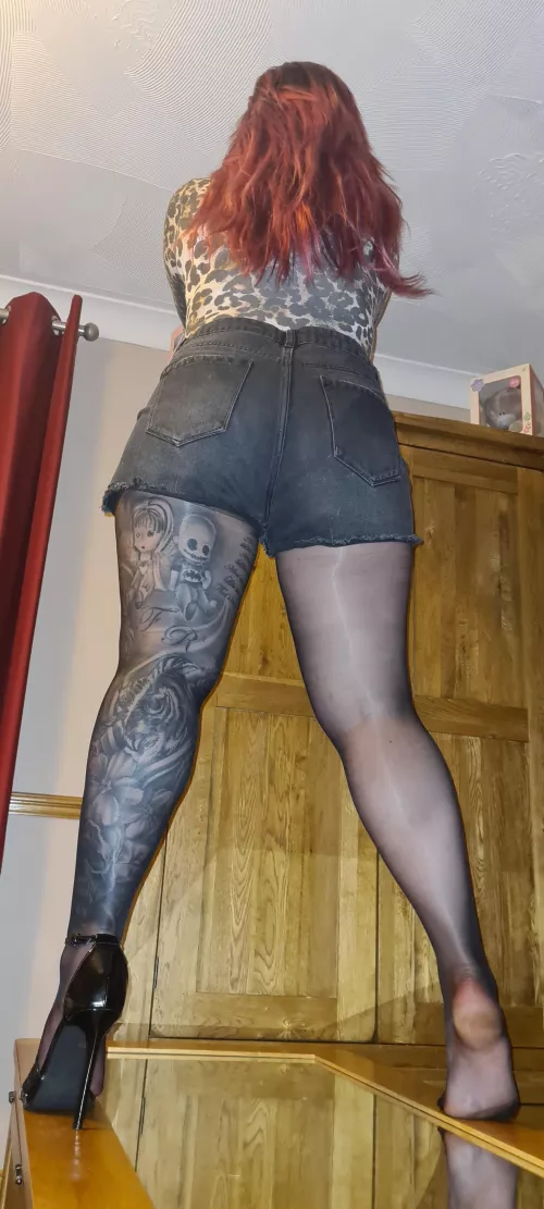 denims, nylons and heels 🖤 by tattooedtoes63
