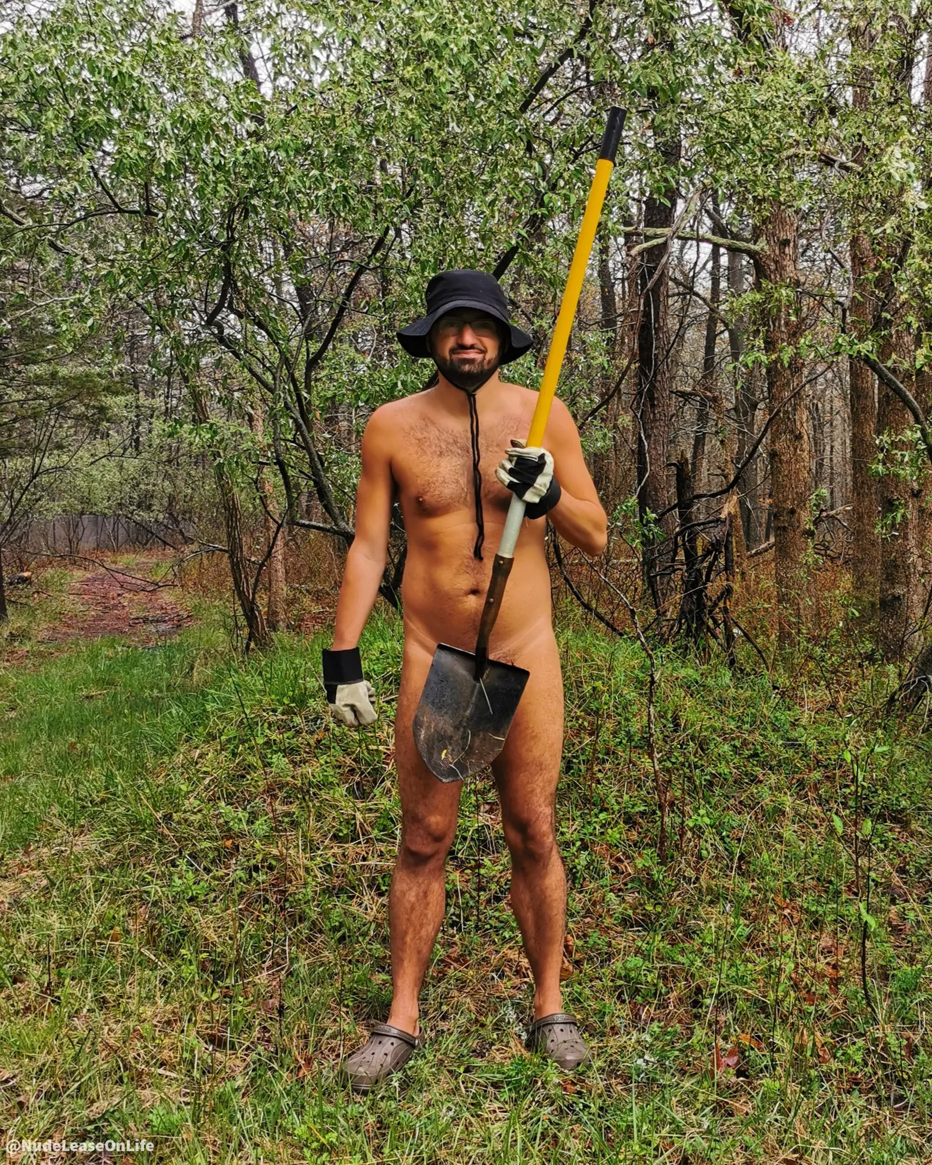 Despite high winds and rain, we're out here making the best of World Naked Gardening Day! About to transplant some rose bushes just in time for Mother's Day. Hope you all have a great weekend! 🥀 posted by NudeLeaseOnLife