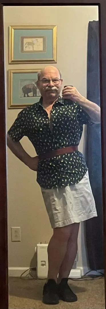 Developing my skirt and ‘stache femboy look posted by MychalBloodwing