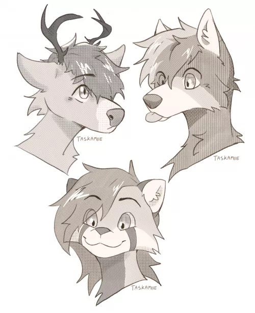 did some experimental halftone sketches for a new commission type ^w^ probably around $25 or $27 if paypal fees screw things over 😵‍💫 by taskami