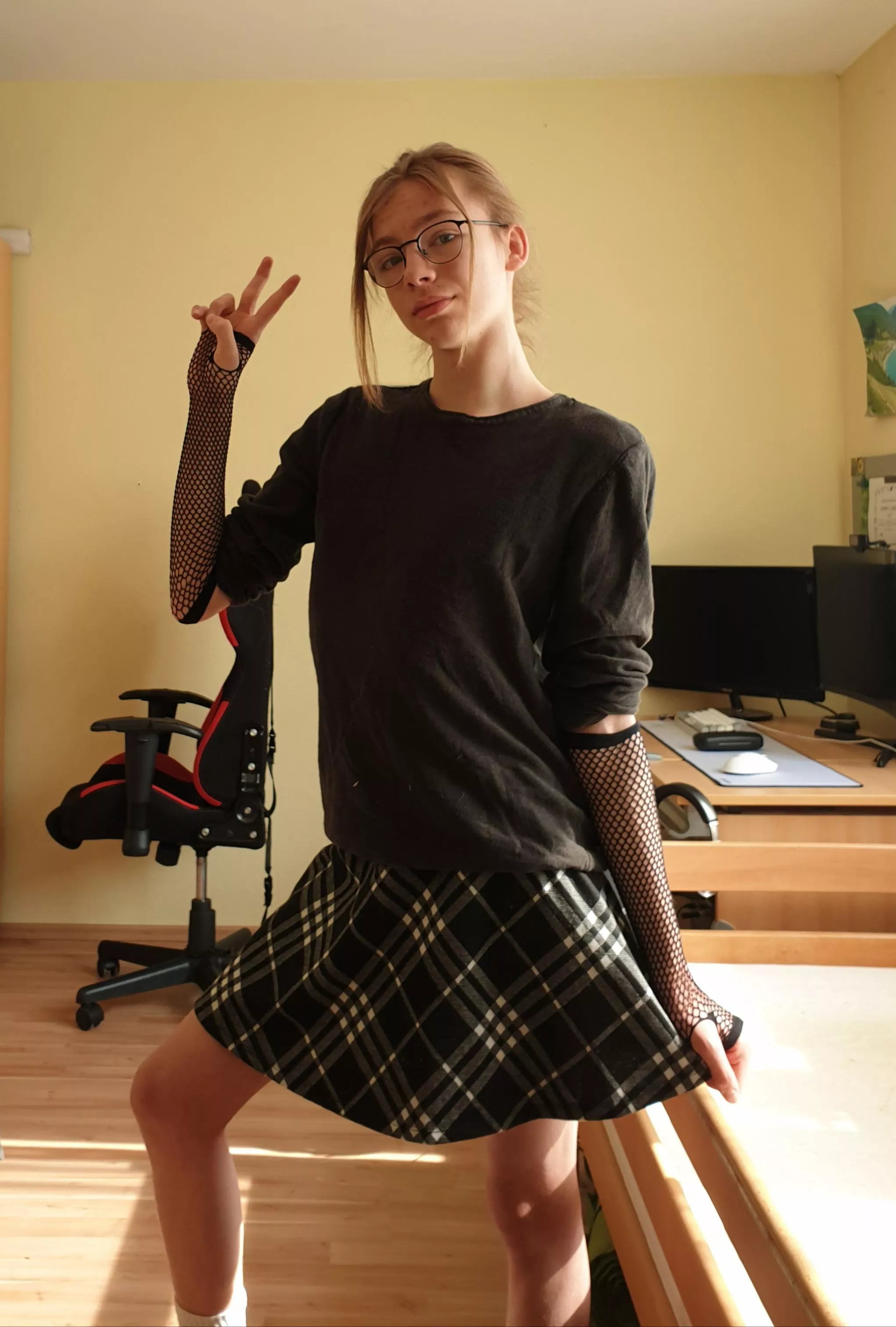 Didn't put on any Makeup but I think the fits cute posted by YourNearbyFemboy
