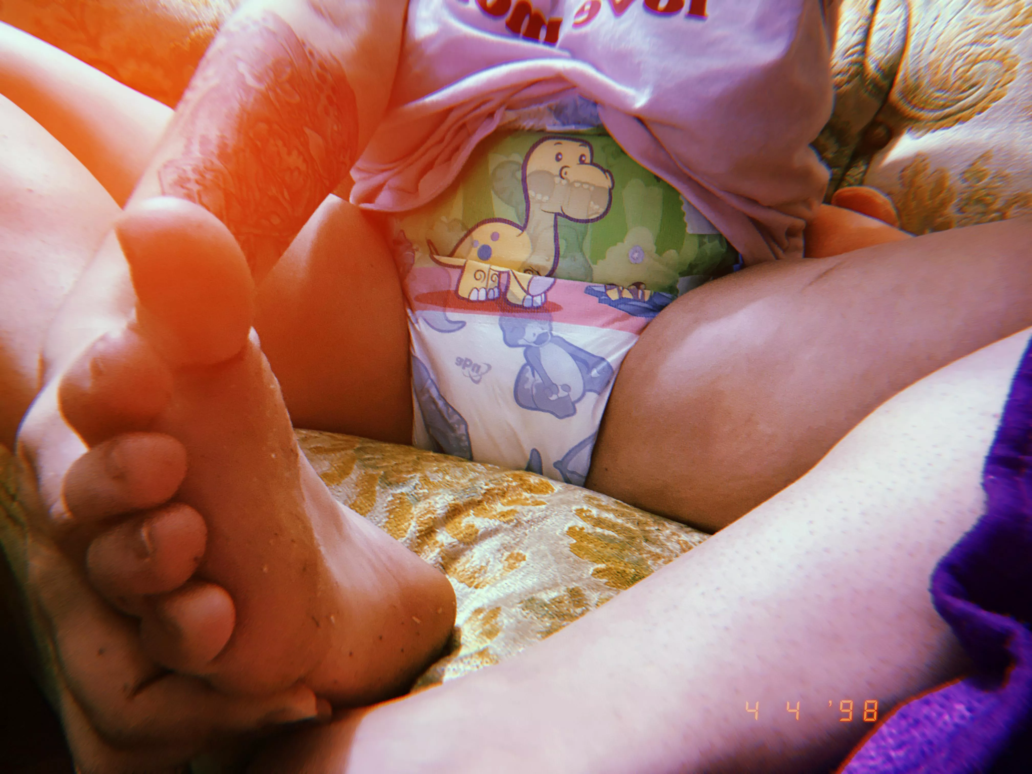 Dirty feet clean diaper 🙈 posted by Pamperedpup3