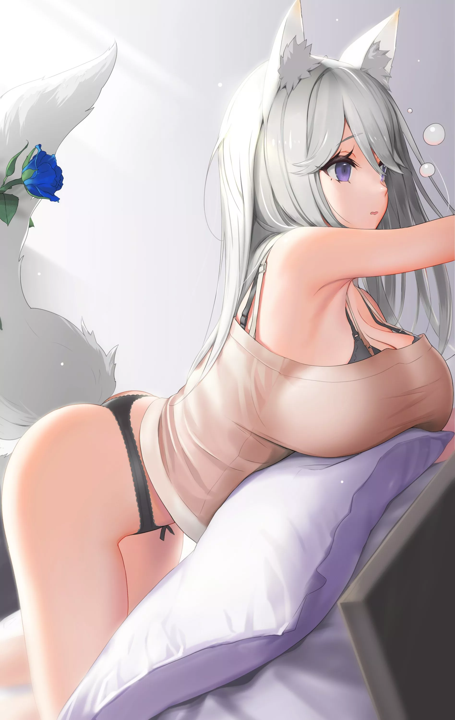 Distracted Wolf Girl In Bed (Nanam ) [Original] posted by sequence_string