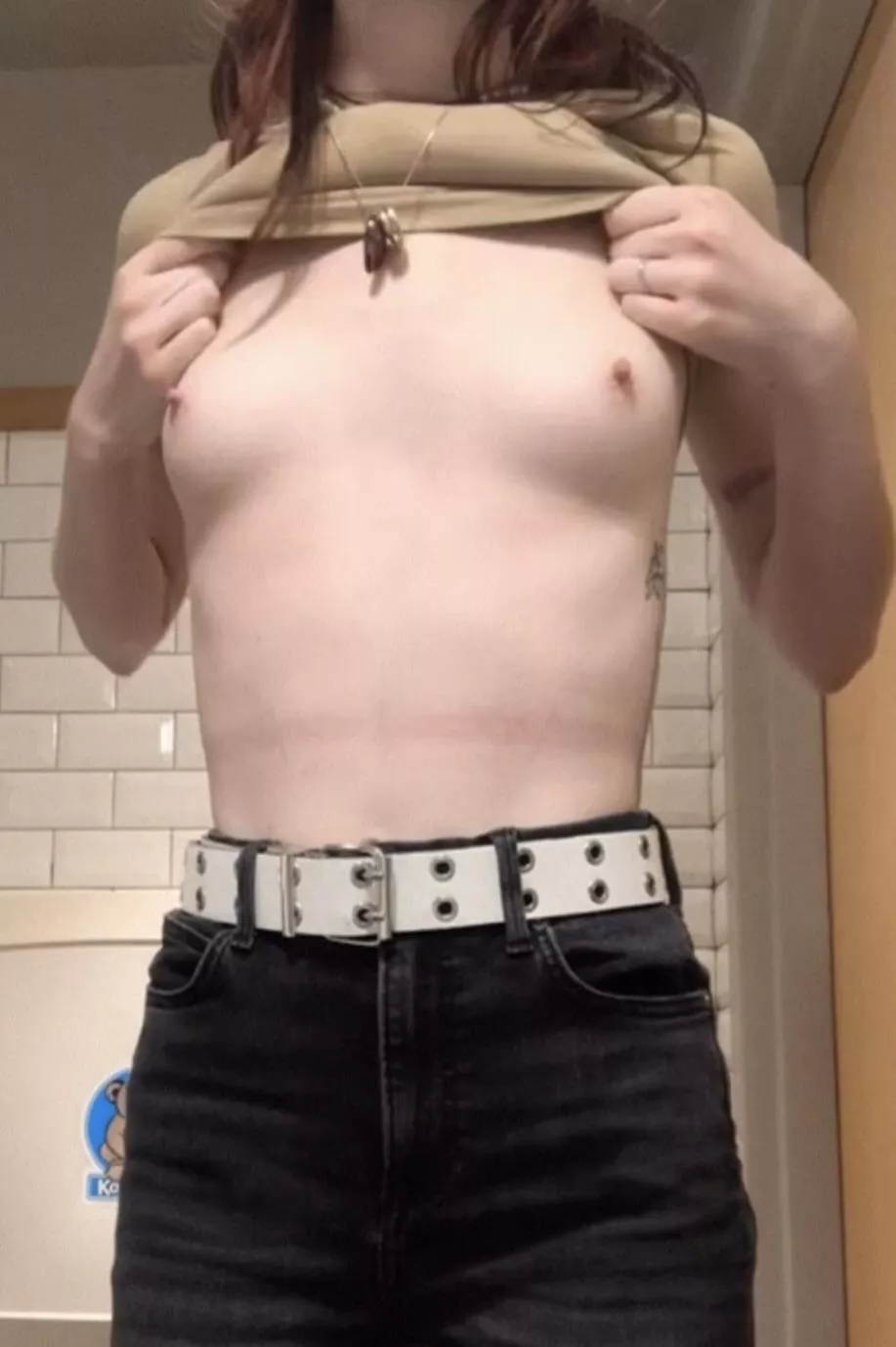 Do you like my little boobies?😉 I took this is the uni bathroom🙈 posted by _Bratty_bunny_