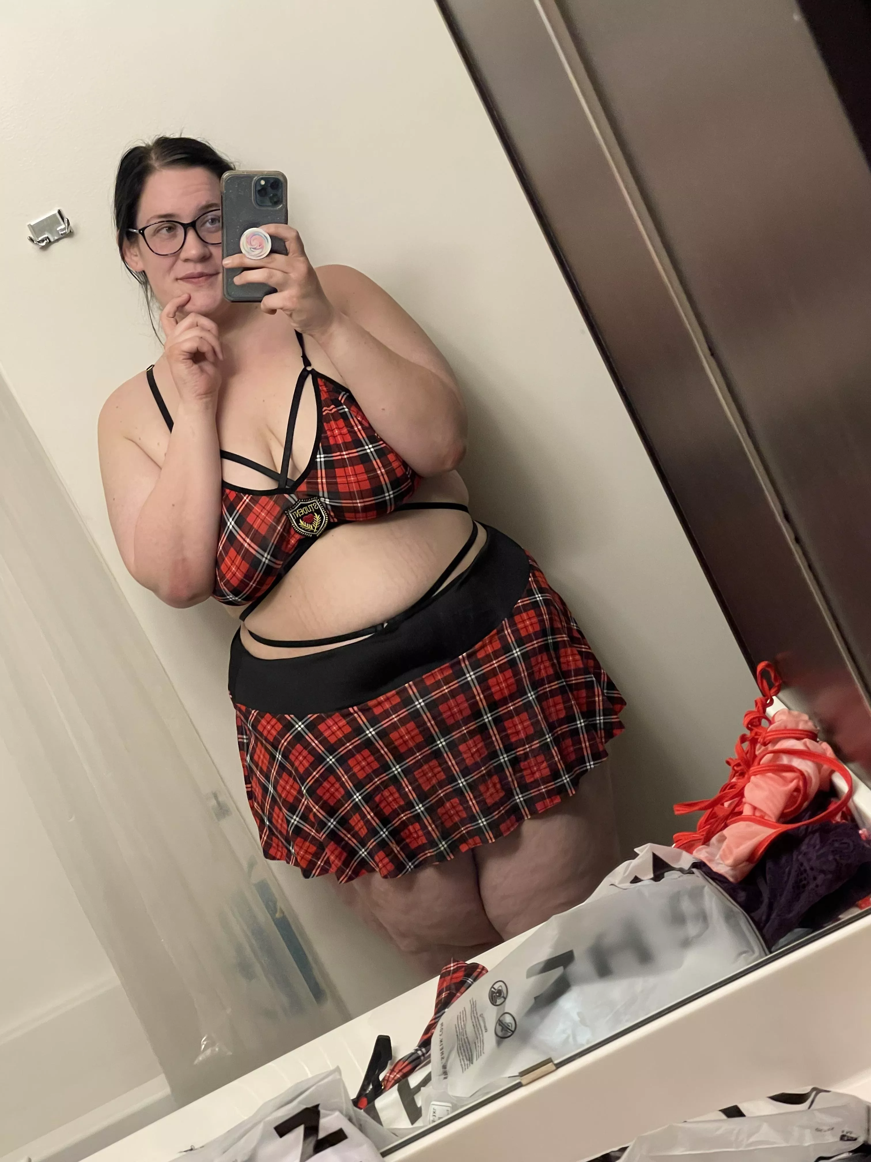 Do you like my school girl outfit? 😈 posted by xohellokitten