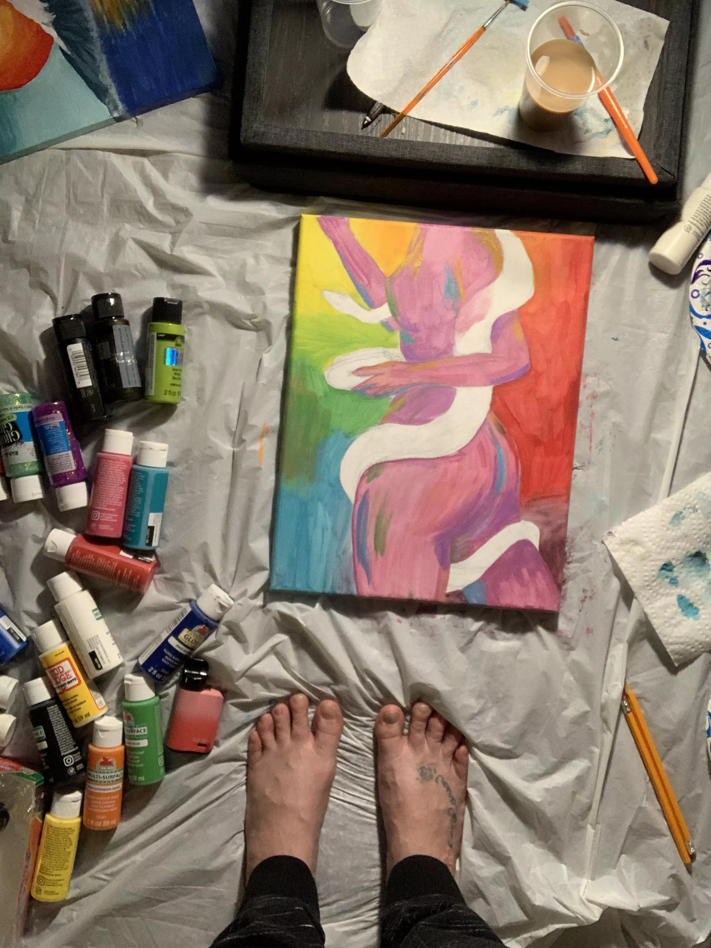 Doing a little painting. 😊 posted by deviantdahlia38