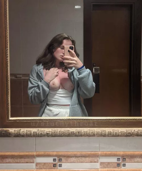 [domme] Would your worship my tits in the public bathroom xx by slutmythroat