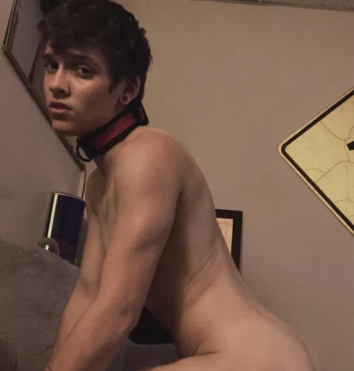 Don’t have my hood with me sadly, but at least I can still be puppy with my collar❤️🖤 by PuppyDrewsif