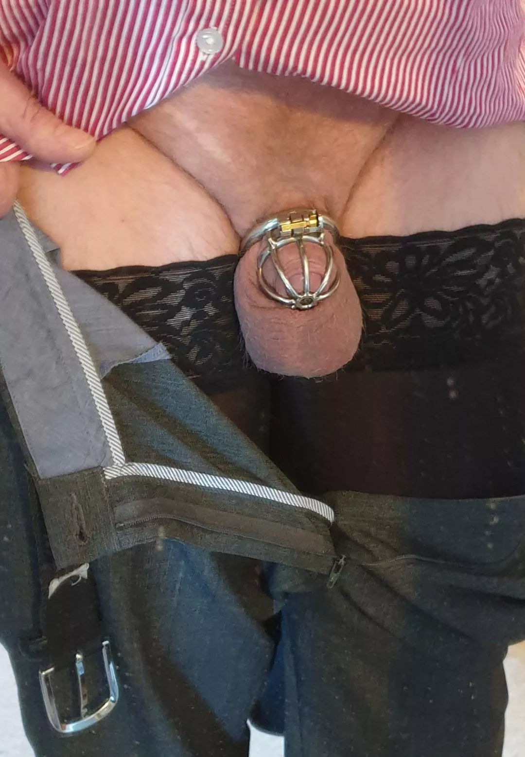 Dressed up a little for the office. posted by caged_cuck