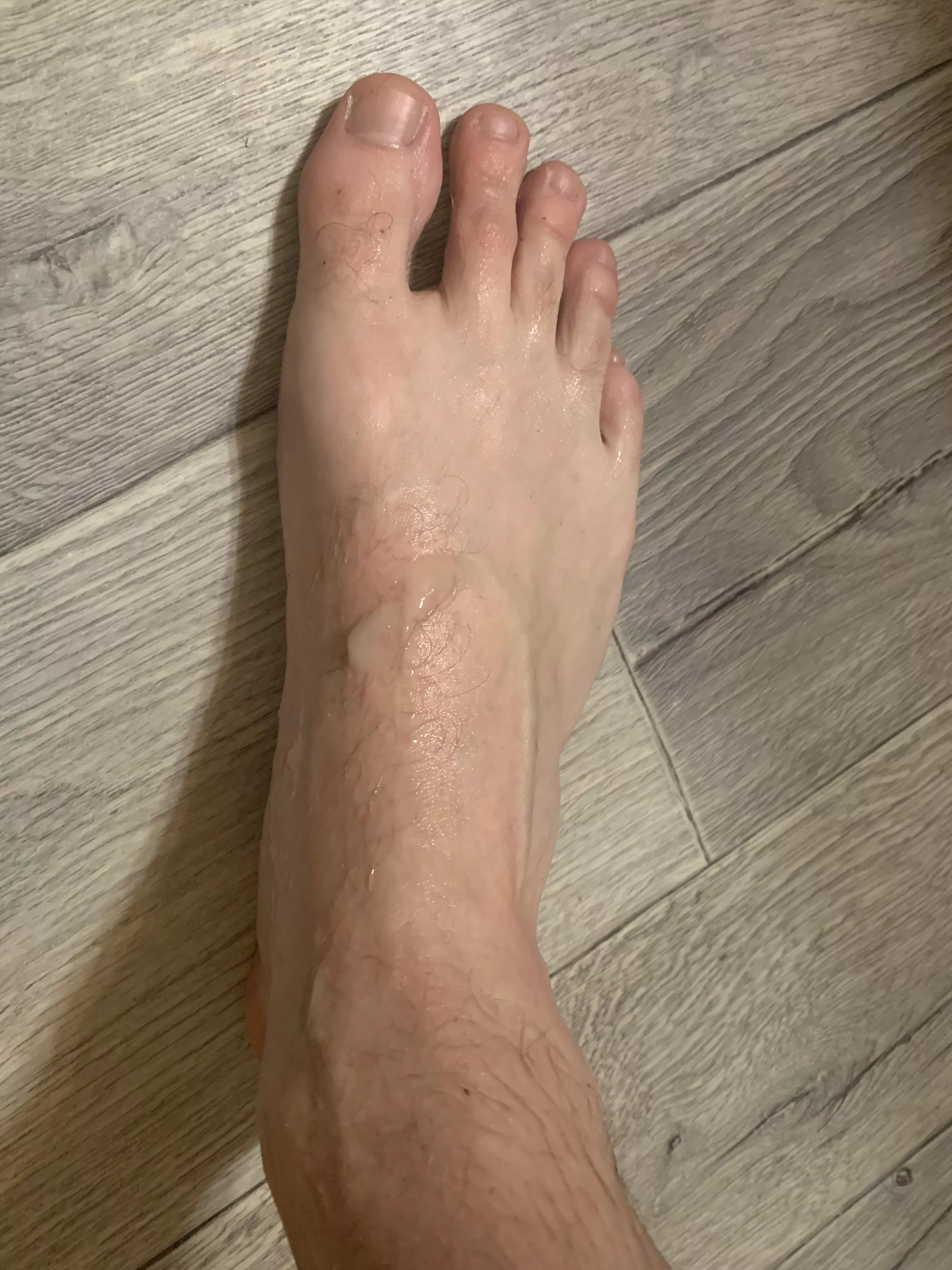 Dripping cum on my foot after already blowing a load on my sole. Want to help clean up? posted by hottubsexmachine18