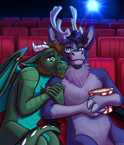 🍿@DWalddrache and @kamui_miracle on a movie night🎬 I wonder what they're watching (art by me @Sa_Severn on twitter) by S-Severn