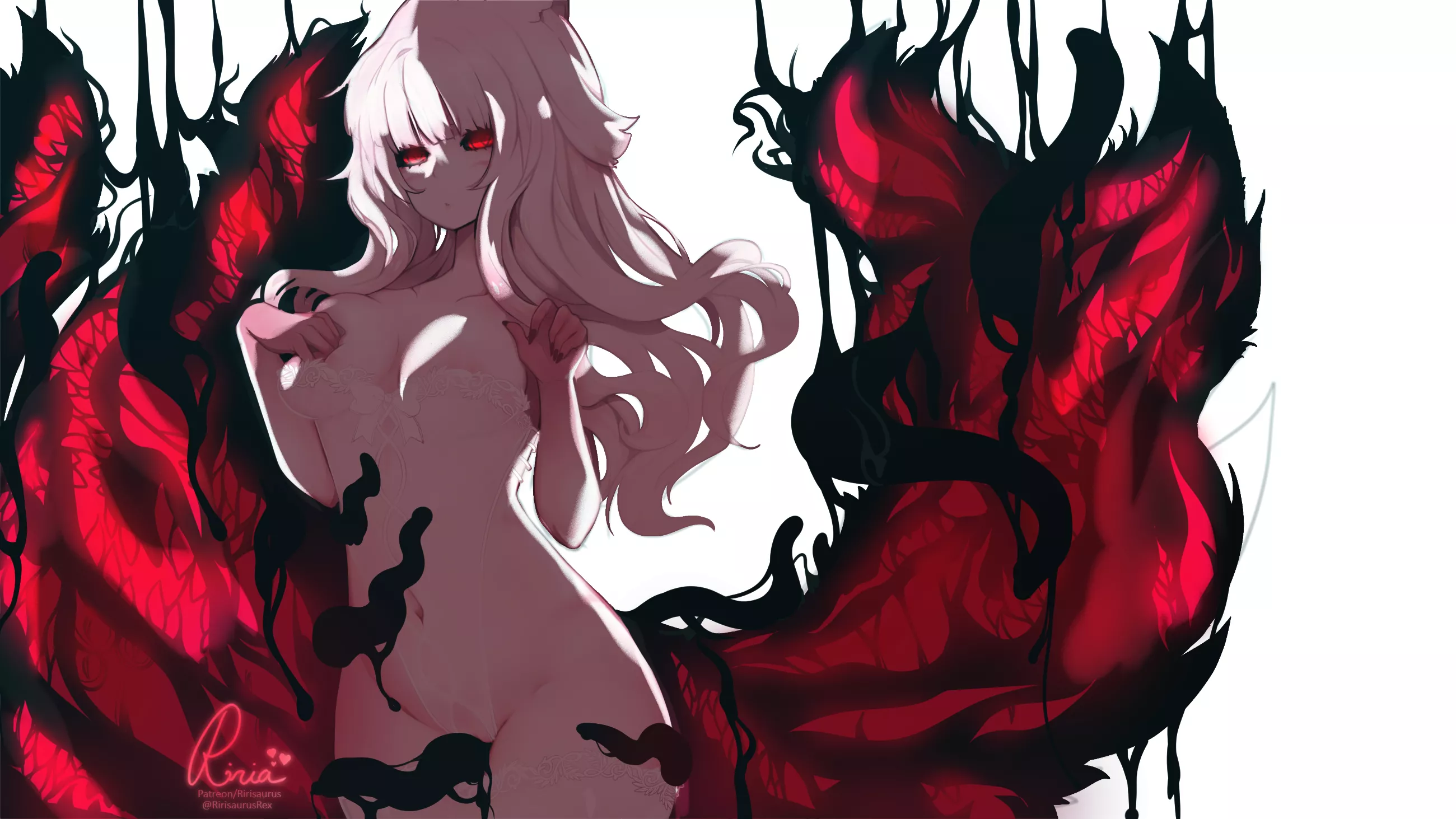 Eldritch Ninetailed Cat Girl, according to the artist [Ririsaurus] posted by OctopusOnTheMoon