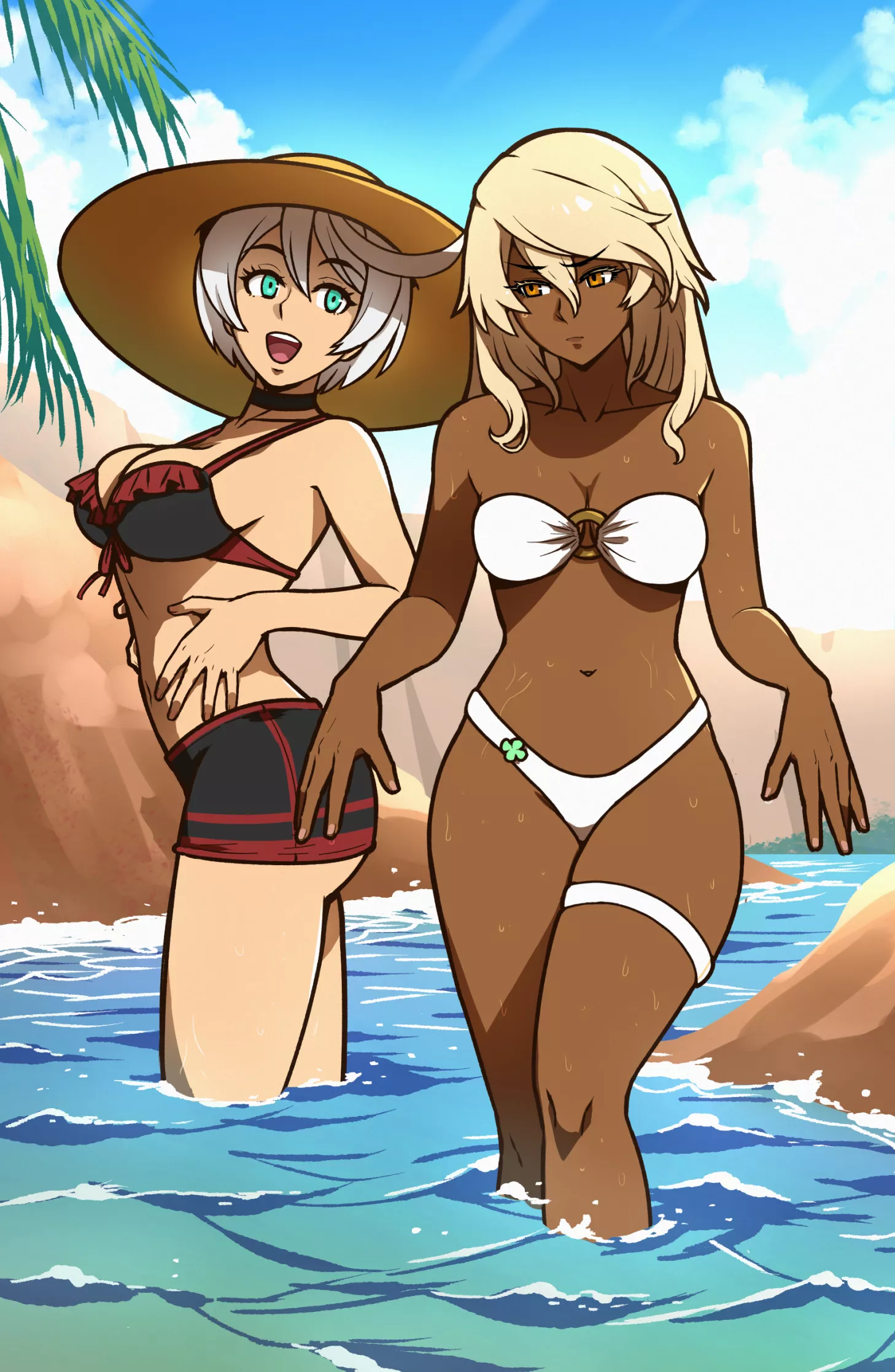 Elphelt & Ramlethal on Vacation [Guilty Gear] posted by Black_Motionz
