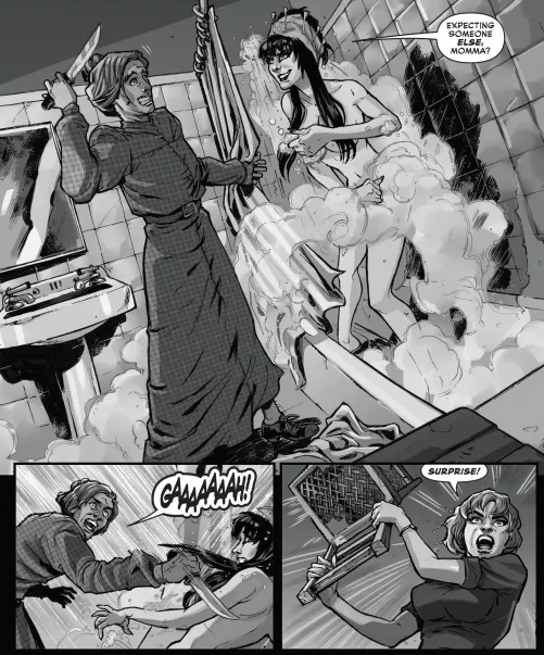 Elvira inside the Psycho movie [Elvira in Horrorland #01][2022] by Independent_Bid_5465