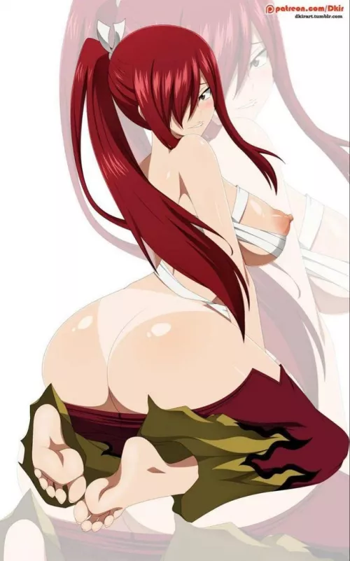 Erza in a ponytail arouses me so much by hardjab123