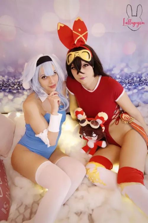 Eula and Amber from genshin impact by Lallupyon and Momo Eri by Lallupyon