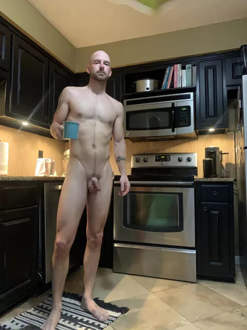 Every morning starts nude and with coffee. ☀️☕️ by the_nudist_dad