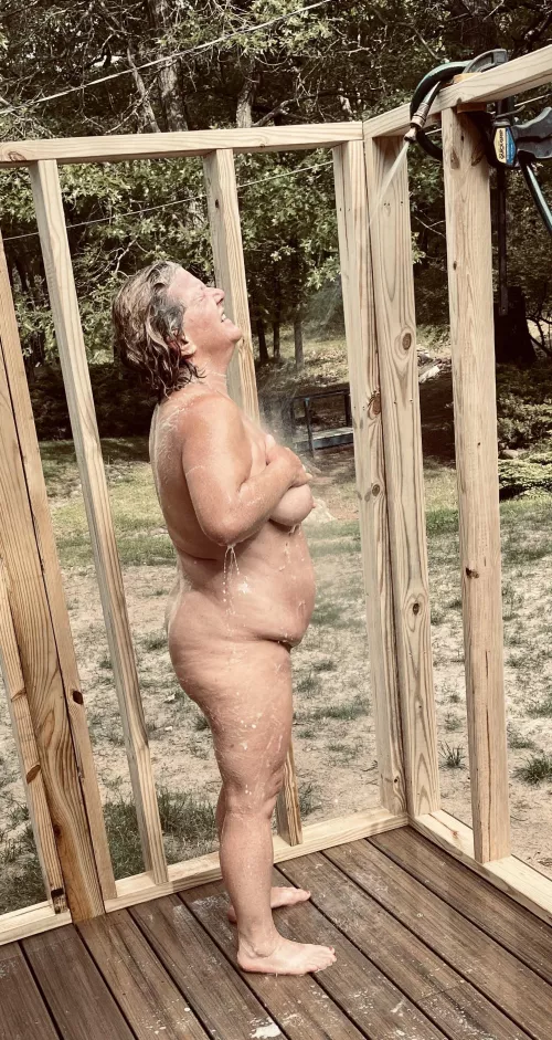F59 5’2” 170 Loving my new outdoor shower!!! by justforfun62