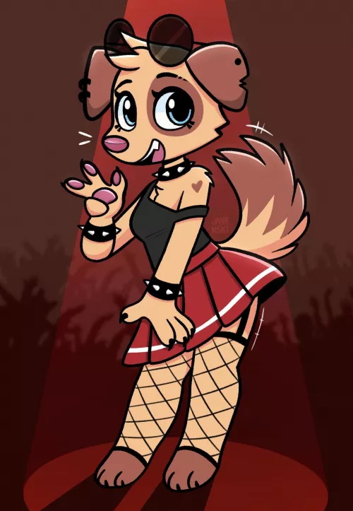 Fang is a punk rock dog whose fangs show when she sings! (@jayrnski) by JayInDisarray
