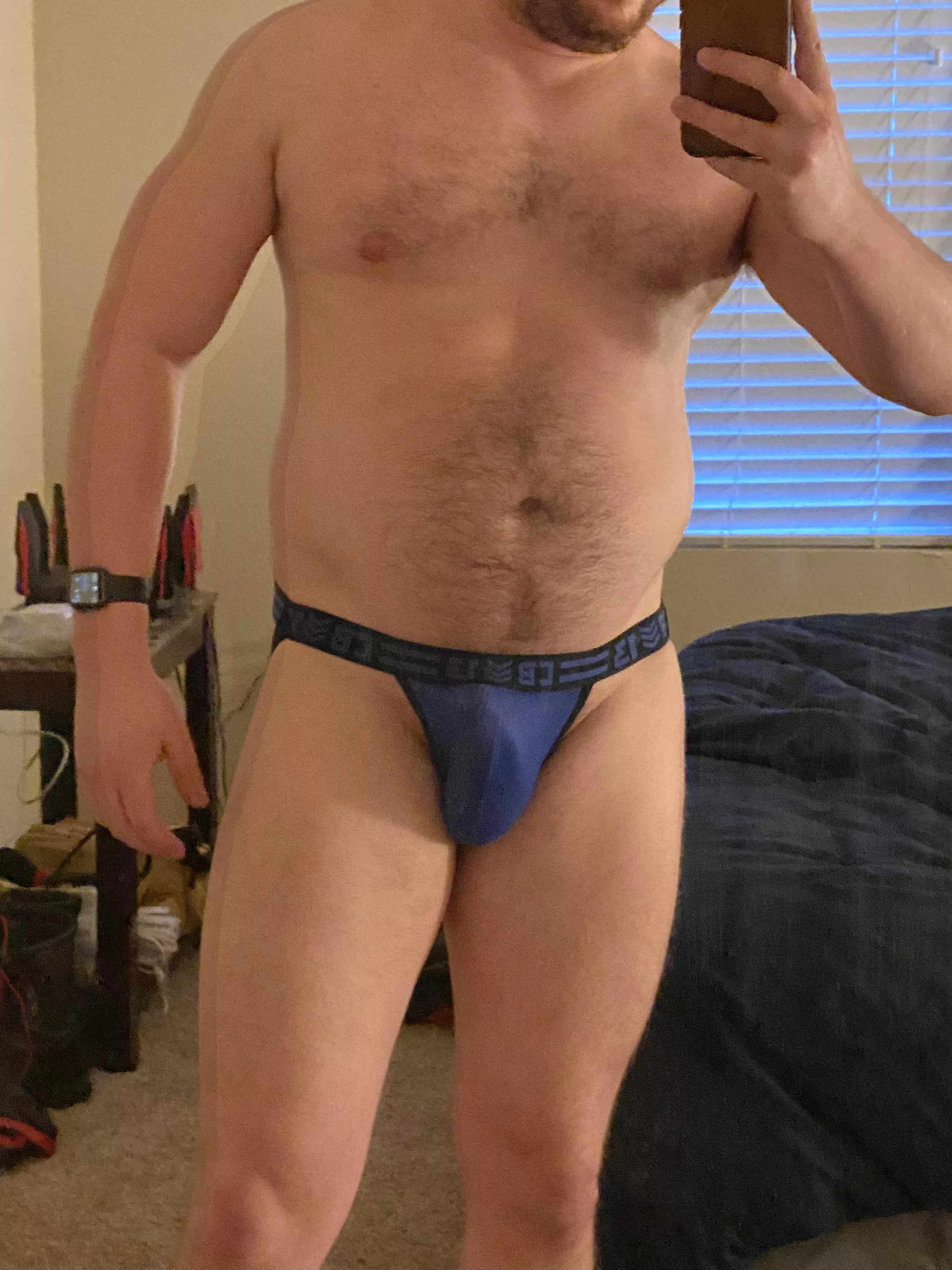 Feeling myself tonight in this jock, wish you were too ;) posted by BeefyJockMO