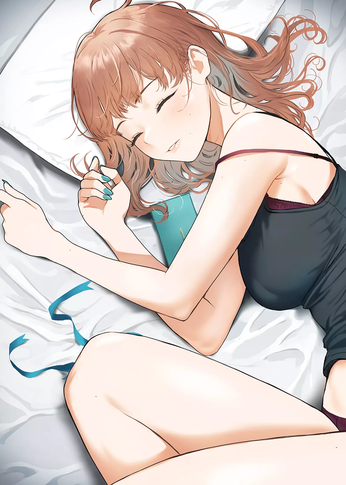 Fell asleep while looking at all the chocolates she received for White Day. [Original] posted by chilidirigible