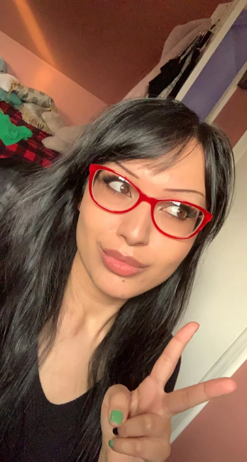 Felt like wearing red glasses today lol posted by sweetlittlenips