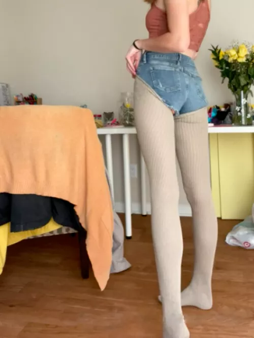 [Female] Take my shorts off and then you'd be able to see how high I pull my socks up and then throw me on the bed, put my feet and legs on your shoulders while I push the socks into my pussy and push them deeper while you go all inside me and cum deep  by thighhighsocksgirl