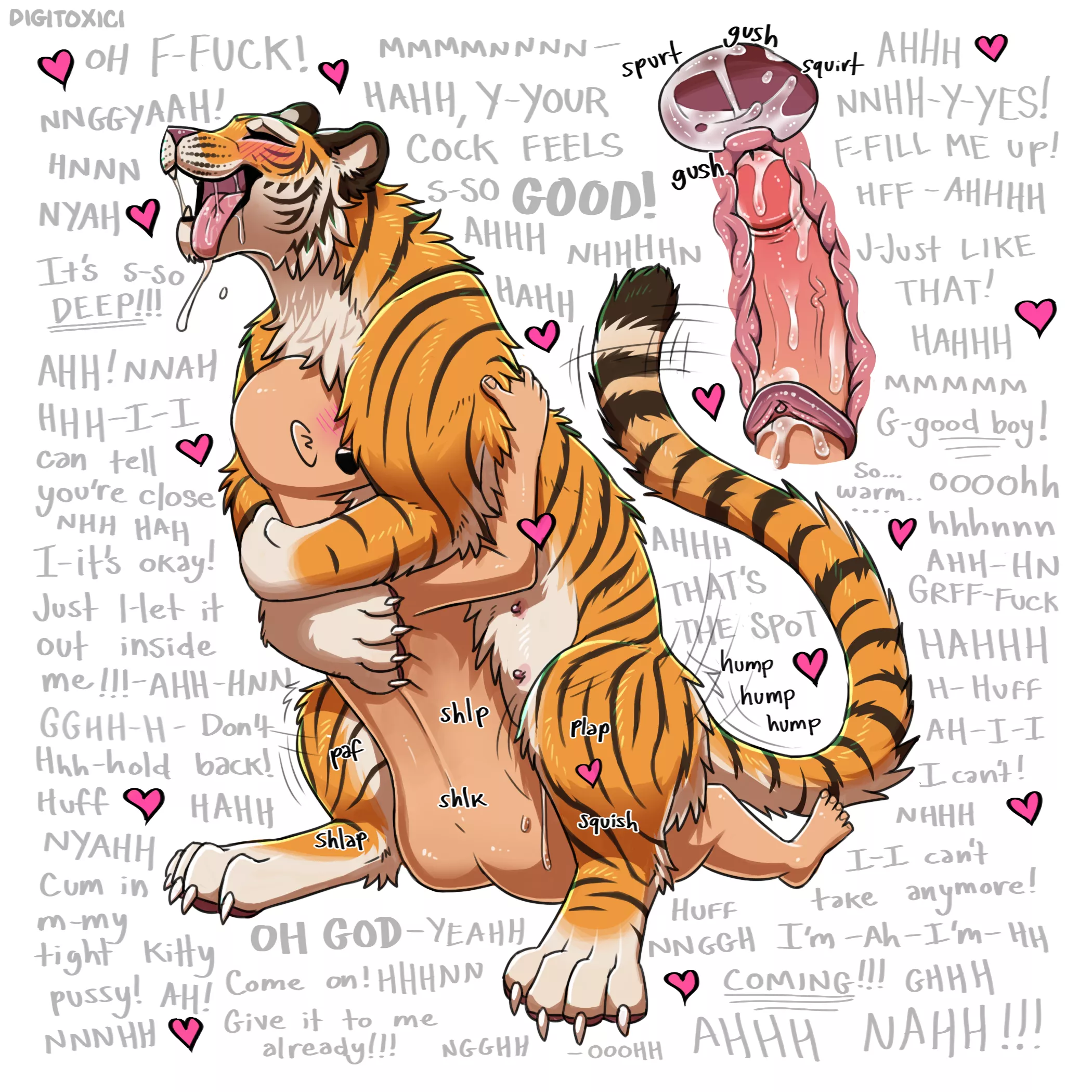 Female Tigers have an incredibly strong heat and will fuck anything to satiate it. Anything~ (Digitoxici) posted by TheGuroGirl