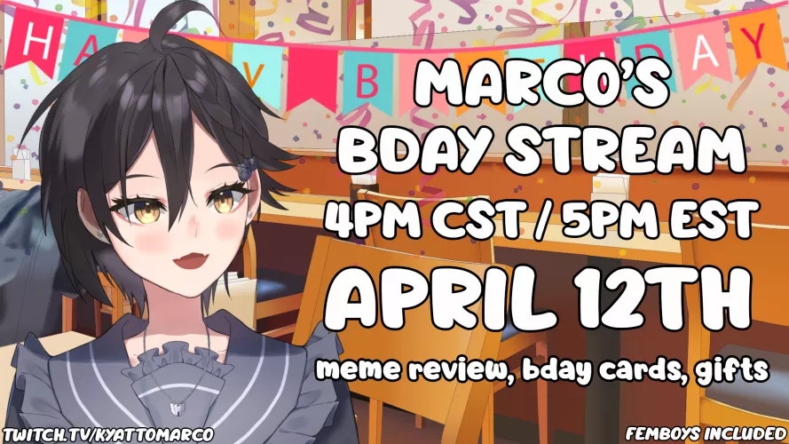 FEMBOY BIRTHDAY STREAM (join discord to participate -> https://discord.gg/tz3y3fzdMr) by kyattomarco