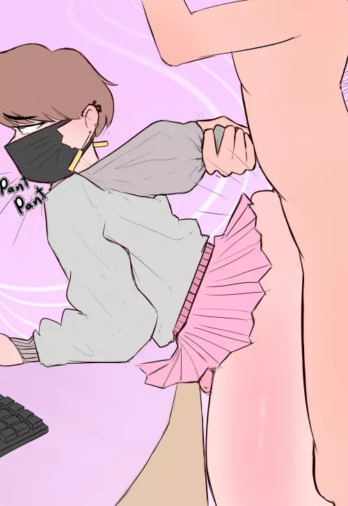 Femboy get taken on is desk (original art) by vSMile-SMile-SMilev