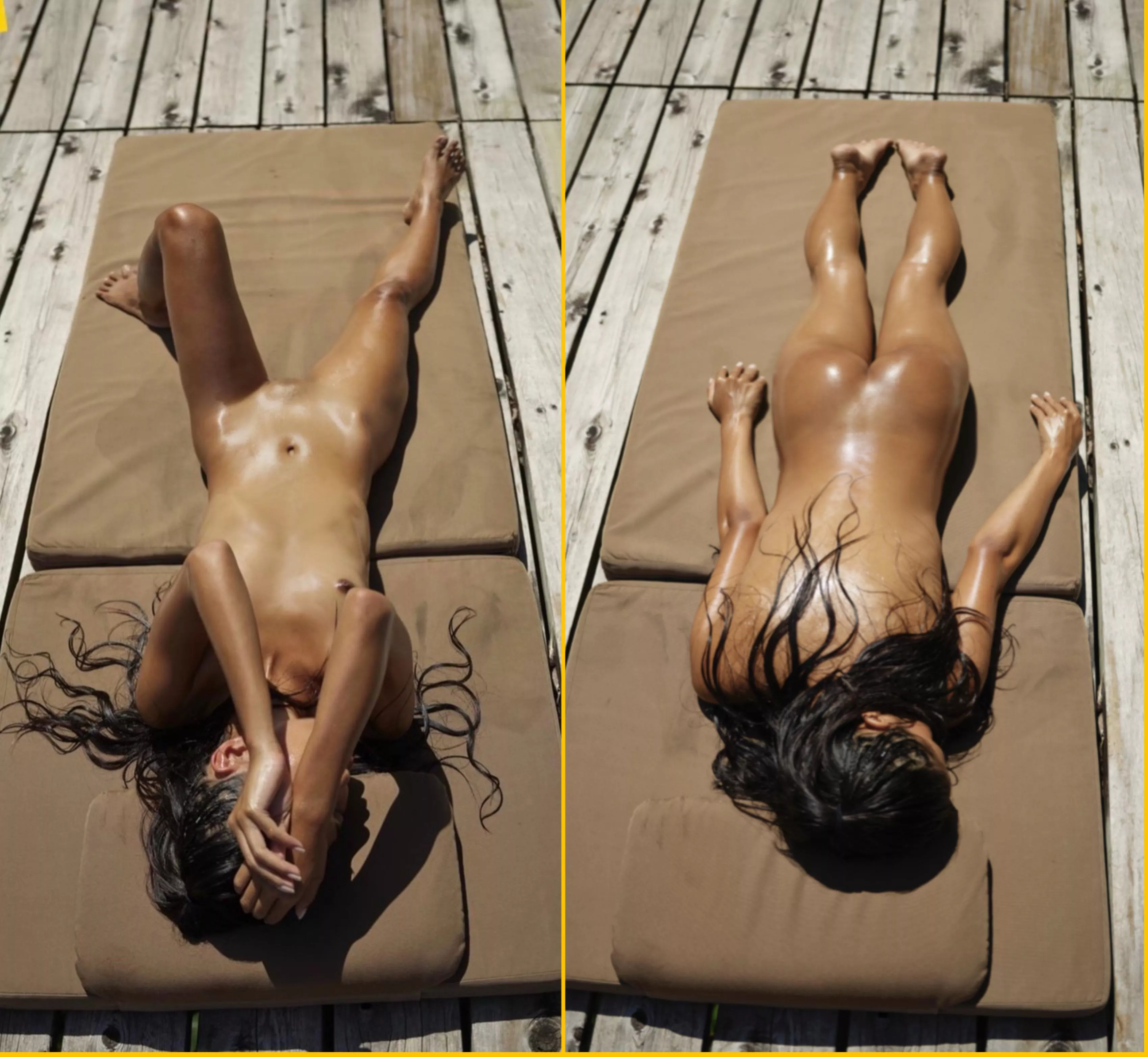 Finally build the courage to tan naked at the hotel pool. Which side do you prefer?^^ (22) posted by GeektrooperEU