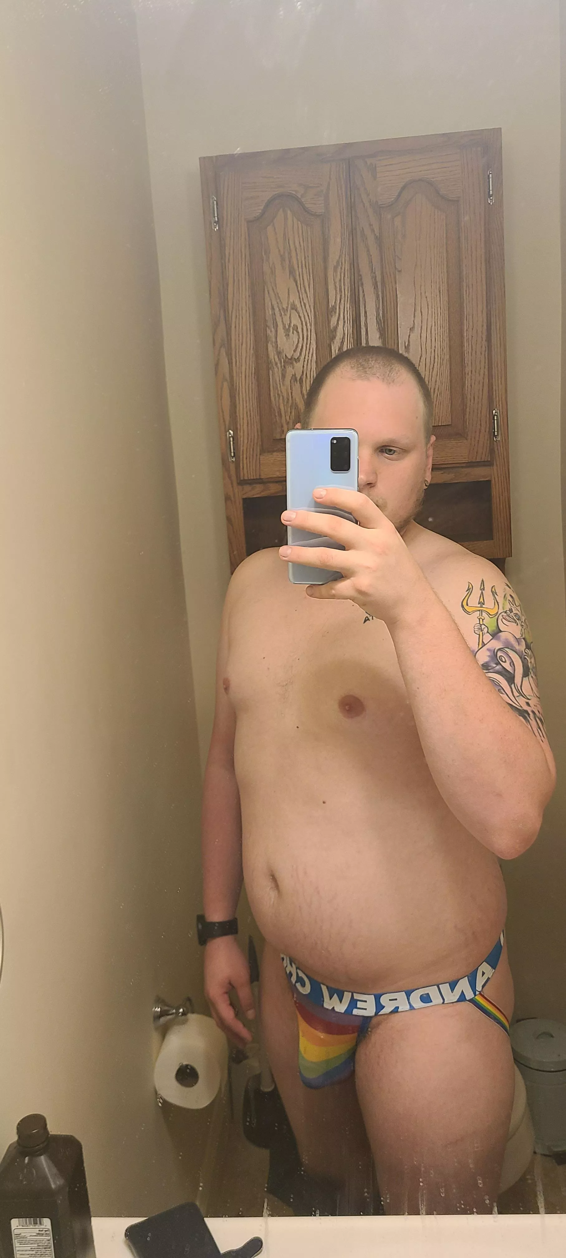 First day of pride! So of course I had to wear my new pride jock! posted by mnm9429