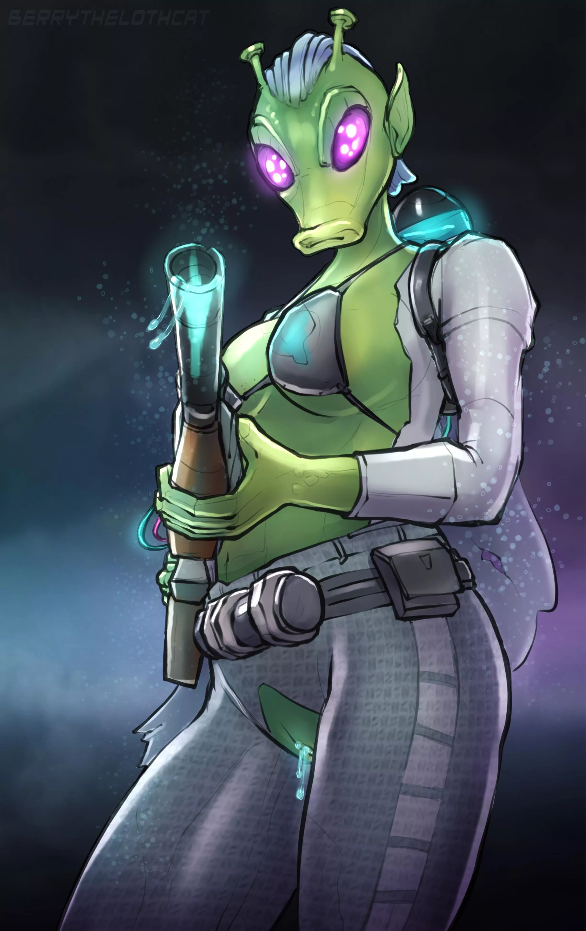 First ever lewd of Rodian Medic Skora from Star Wars Hunters! (Berrythelothcat) posted by Berrythelothcat