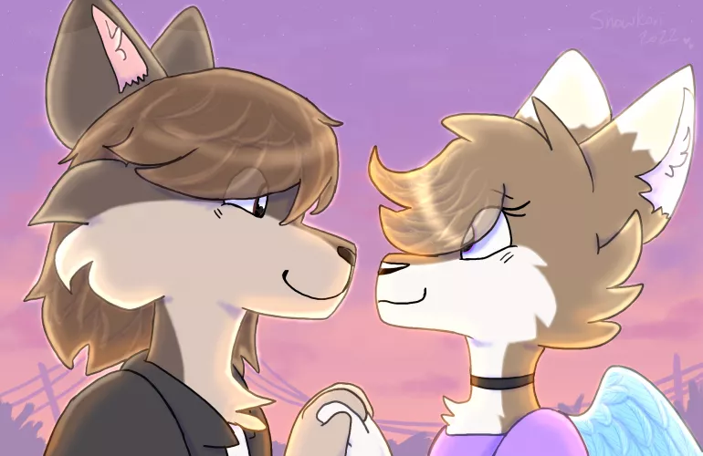 First year anniversary drawing I did :3 by Snowwingedwolf