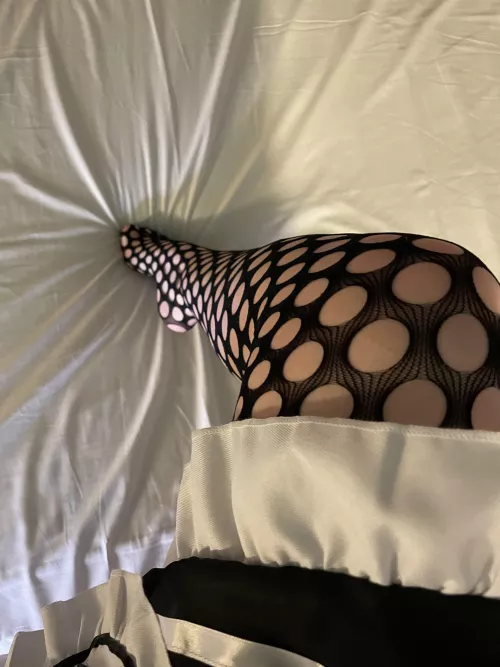 Fishnets and a maid dress 😊 by heeled_valentine