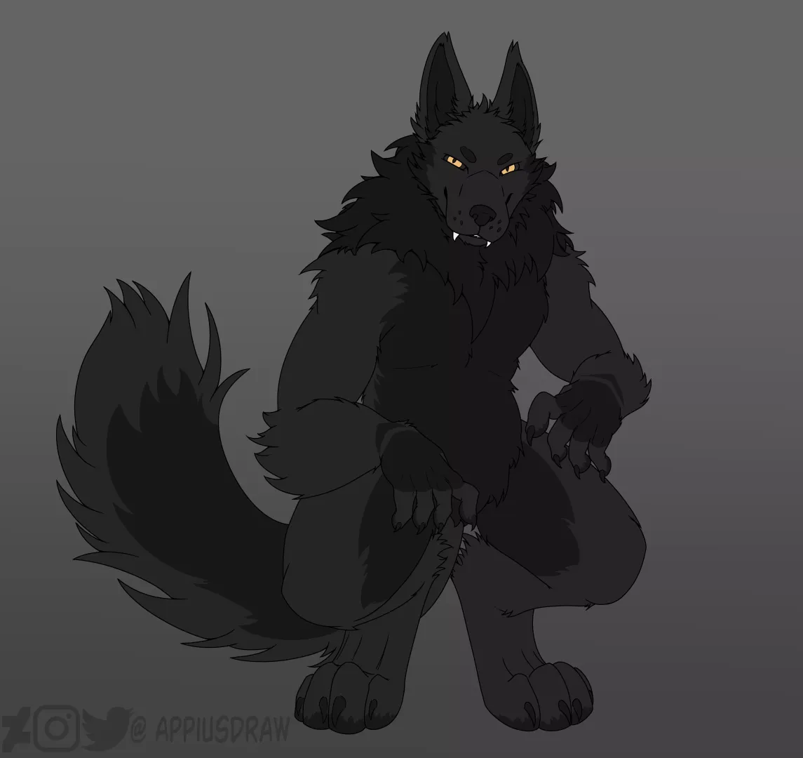 Floofy Werewolf (art by me) posted by AppiusWoof