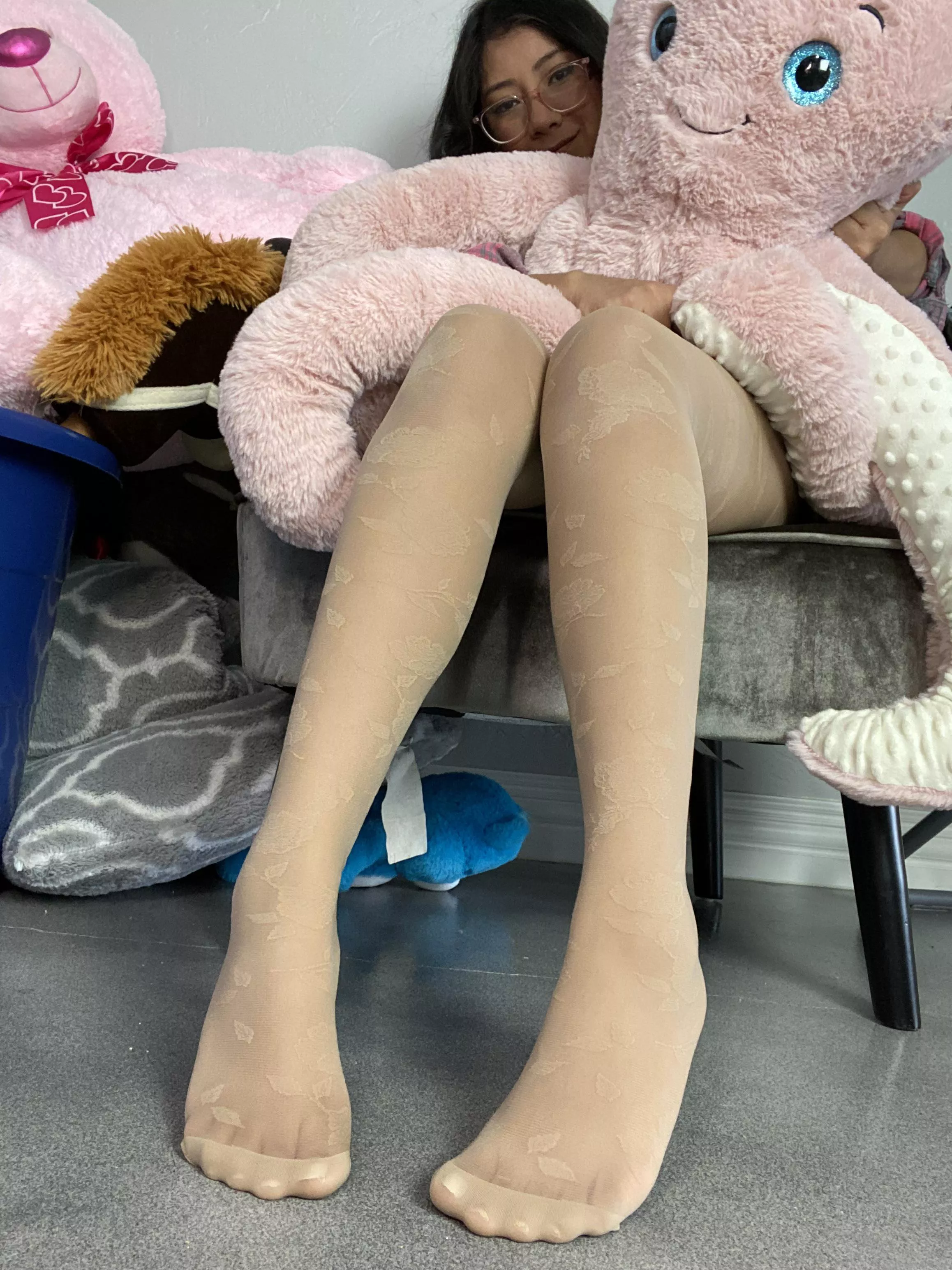 Floral nude pantyhose and my plushy posted by sweetmilktitsC4S
