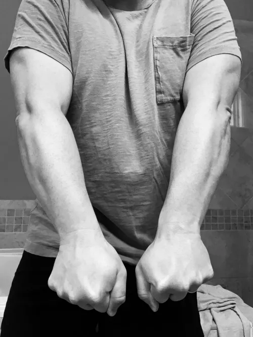 Forearms courtesy of 7 years of car seat carrying. by nightswimmmer