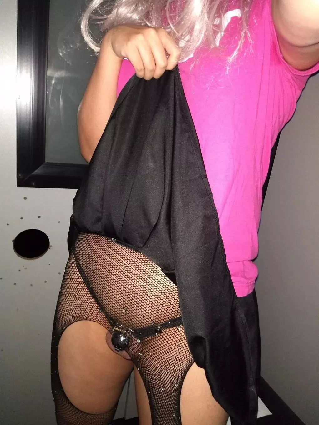 Found a gloryhole, got dressed and locked up, and sucked my first cock! One step closer to sissy perfection. posted by er0manic_kay