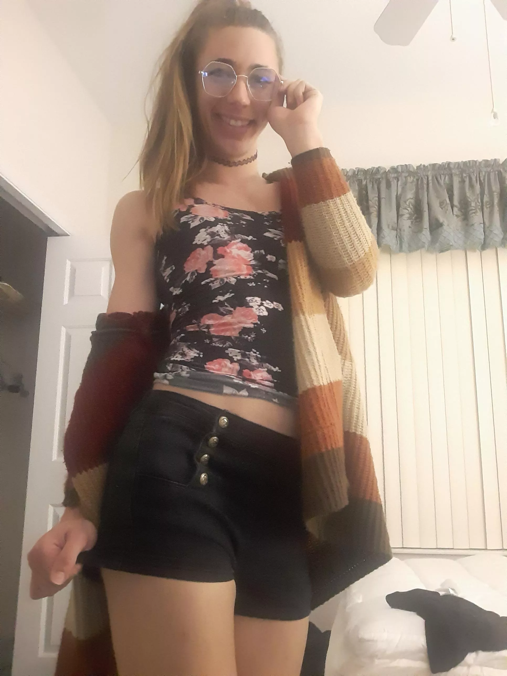 Found some cute glasses to wear 🥰 Think they go with my outfit? posted by LowerCommittee7187