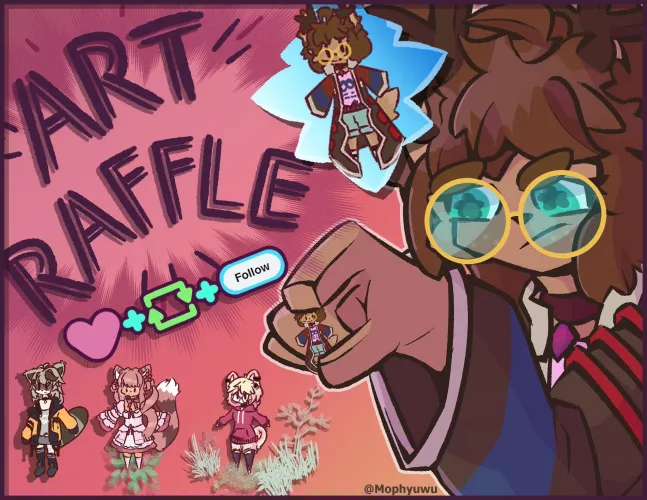 Free art raffle on twitter! > @mophyuwu (pinned post) more details in comments! (=′∇`=) by mophyAlt