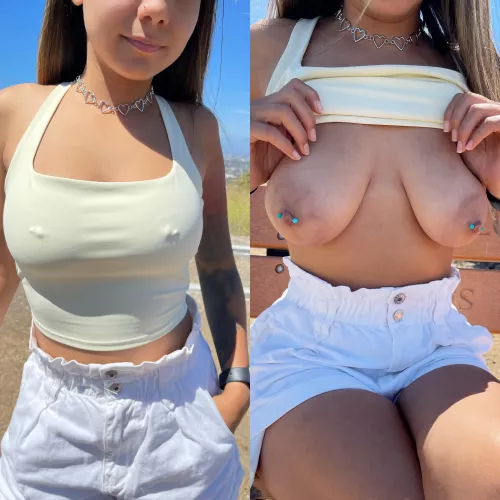 Freeing my tits at the park today by SaharaJ555