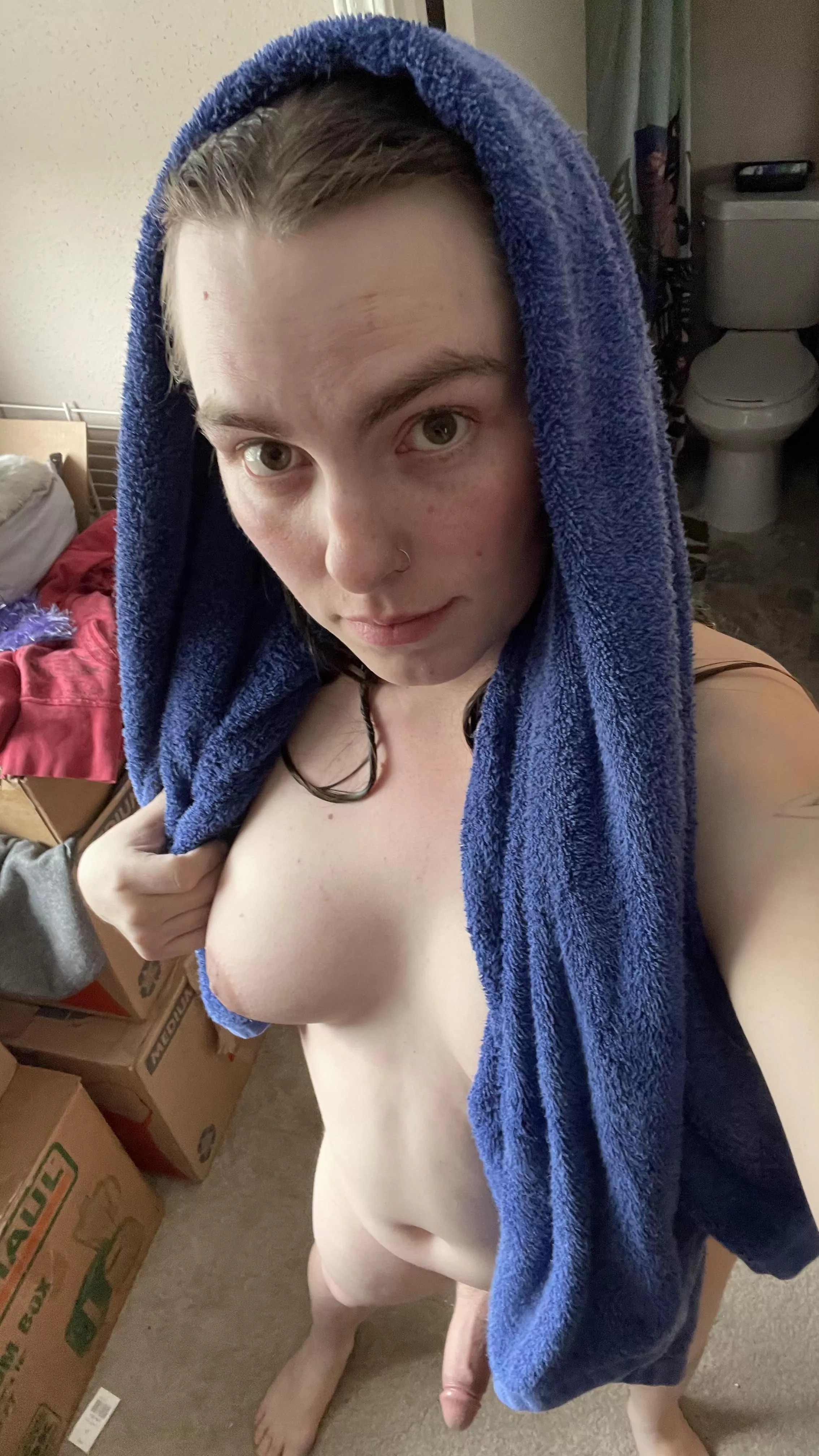 Fresh out of the shower. Now what are we doing? posted by Dtheaterfan