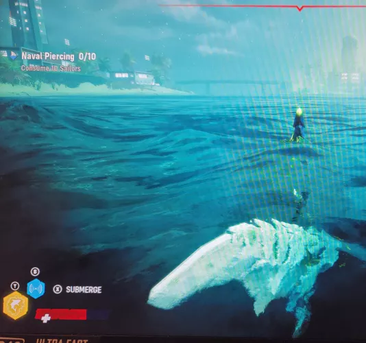 from a game called Maneater, the mission is called Naval (Navel) Piercing by LongLive-the-King