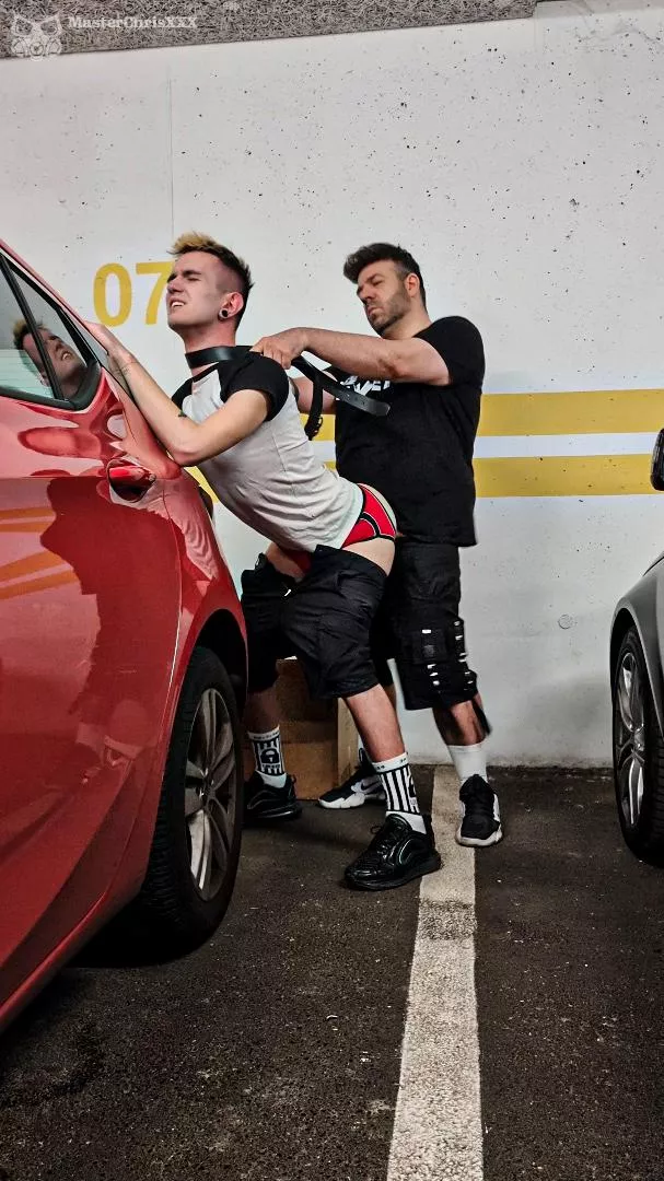 From the new video! In the garage between the cars, there was anal plug in my slave's hole all day anyway, I should fill his ass with my hot jizz! As I fucked, I pulled his belt around his neck to force out the best pose. It was a quick and hard fucking posted by masterchrisxxx