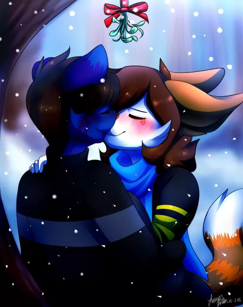 Furry boyfriend and girlfriend kissing by Hshshshshhuuu
