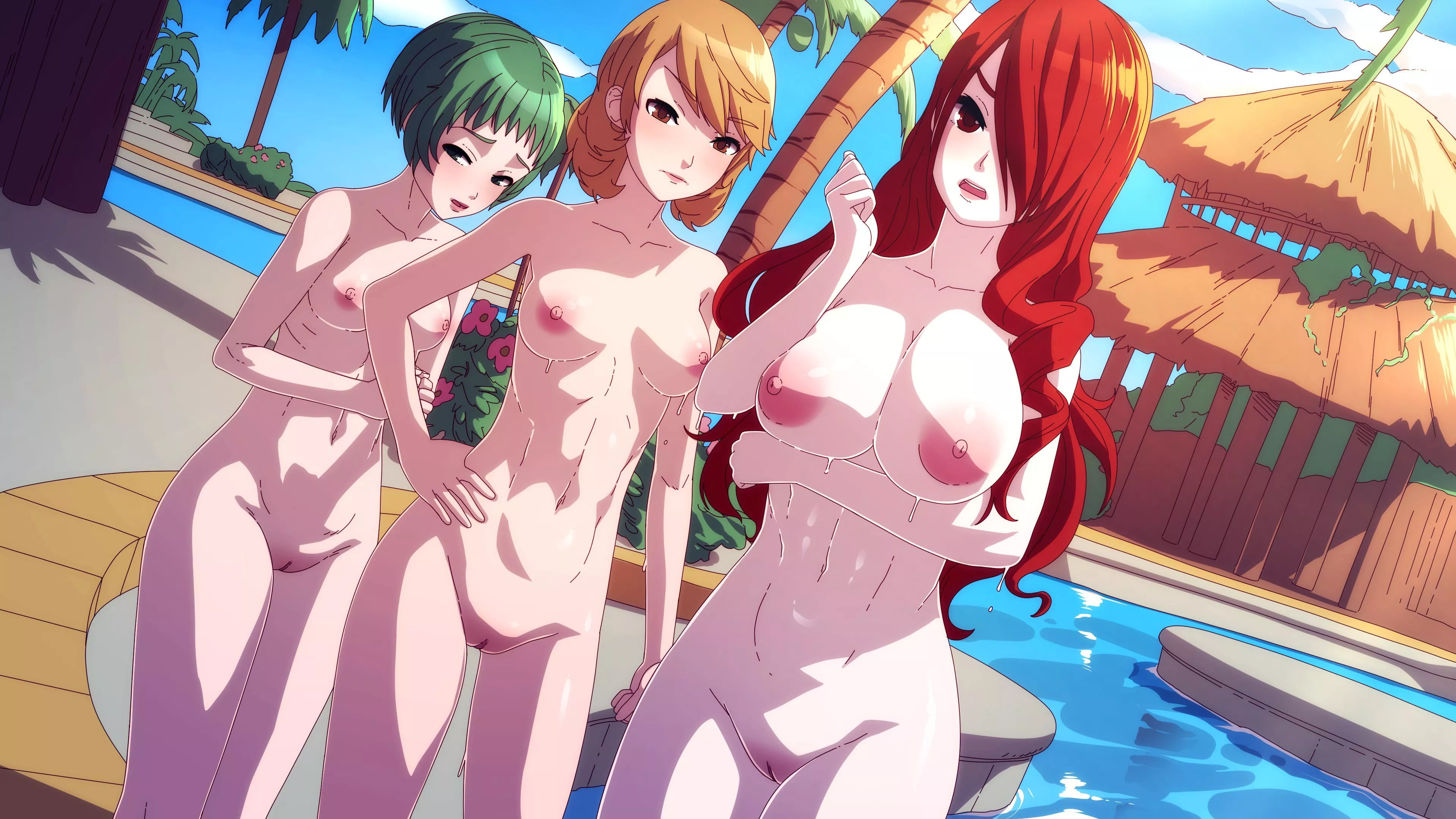 Fuuka, Yukari, and Mitsuru at a nude resort posted by VampireQueenDespair