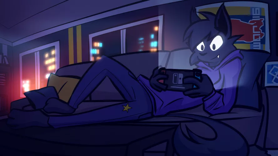 gaming cat [by me] // commission (still open!) by quiflexx