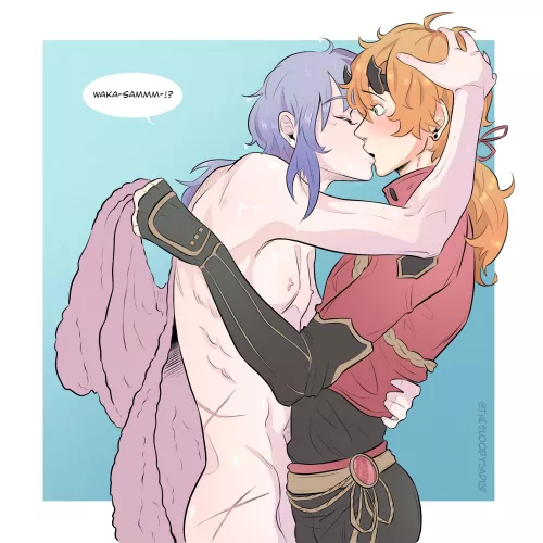 [Genshin Impact] (original art) Thoma was just trying to offer Ayato a towel after his bath 🧼 hehe~ by The-Winged-Writer