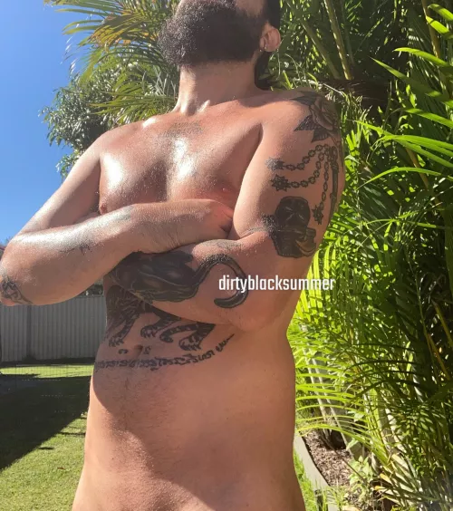 Getting a good dose of sun for body and beard today ☀️ by dirtyblacksummer13